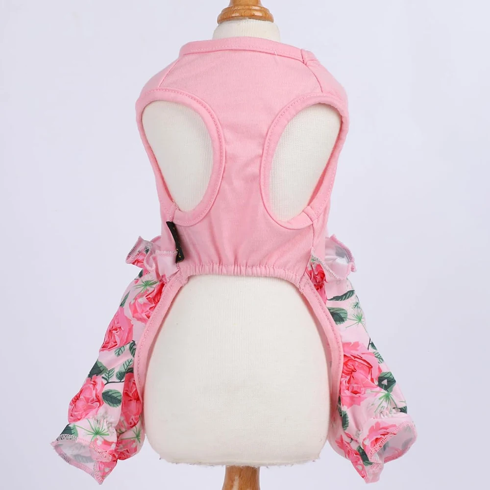 Floral Thin Overalls for Small Medium Dogs Girl Boy Puppy Clothes Outfit Rose Jumpsuit for Chihuahua Yorkie Shih Tzu Dog Pajamas