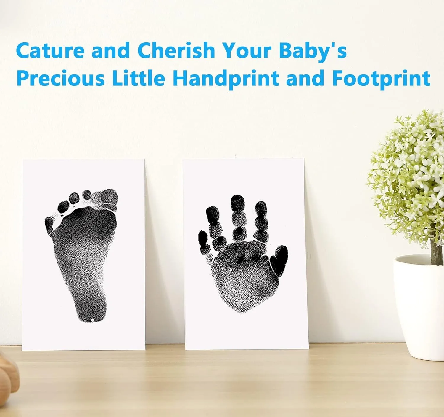 Baby handprint and footprint kit | 5-inch log color  frame | non-toxic | No ink | Baby footprint | Neonatal footprint Kit | Baby