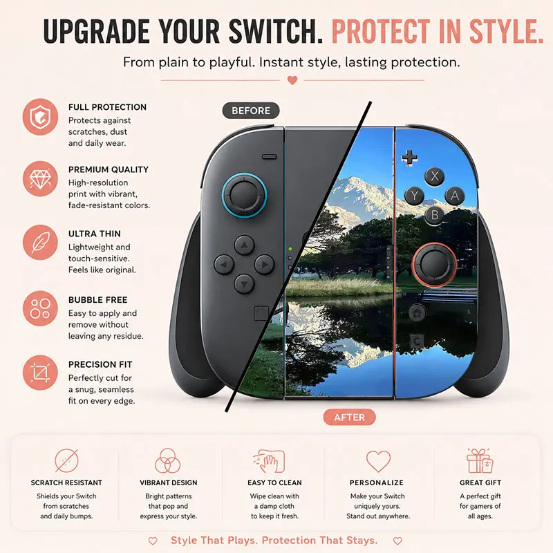 Creative pattern SWITCH game console protective film, with natural touch and comfortable feel, featuring personalized designs