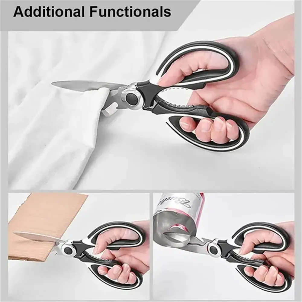 Large Stainless Steel Kitchen Scissors Multi-functional Household Cutter for Fish Meat Duck Bones with Powerful Cutting Force