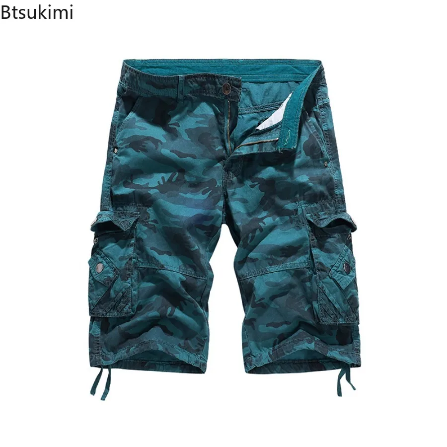 New Summer Men's Camo Shorts Vintage Camouflage Overalls Outdoor Casual Sports Half Pants Multi Pockets Cotton Cargo Shorts Male