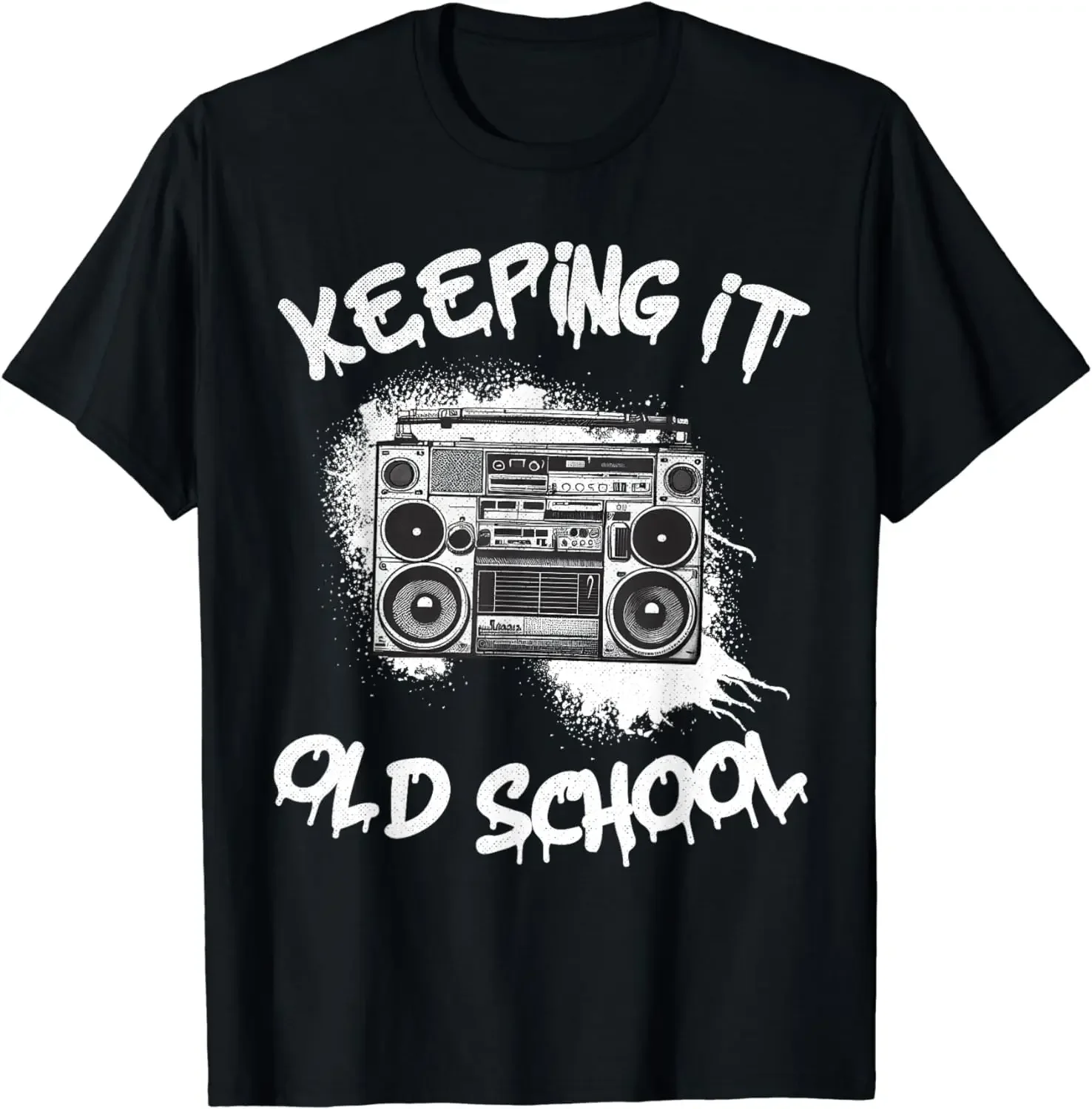 

2024 summer tops Keeping it old school Vintage Boombox 80s Hip Hop graffiti T-Shirt