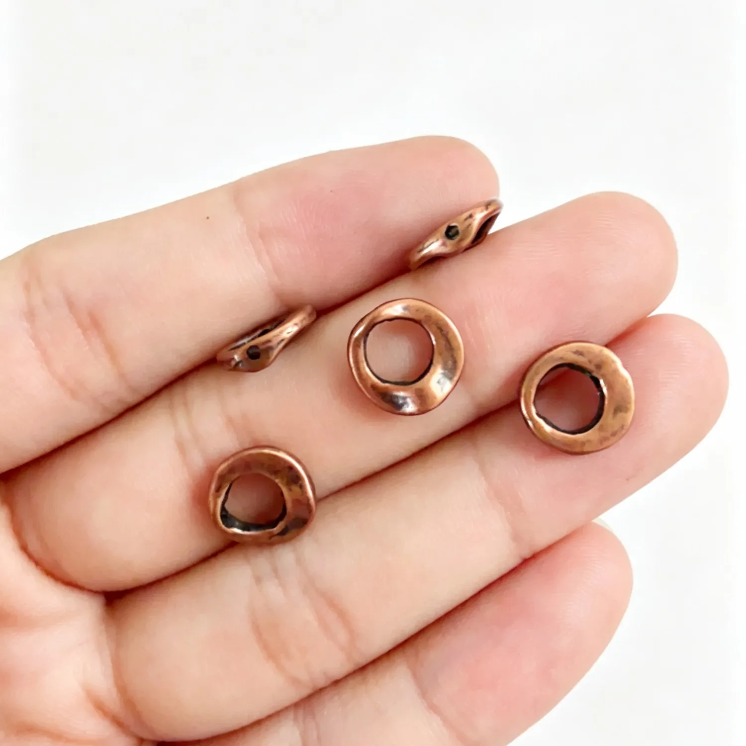 30Pcs 10.5mm Zinc Alloy Antique Red Copper Irregular Hollow Ring Spacer Beads DIY Jewelry Accessories H5269