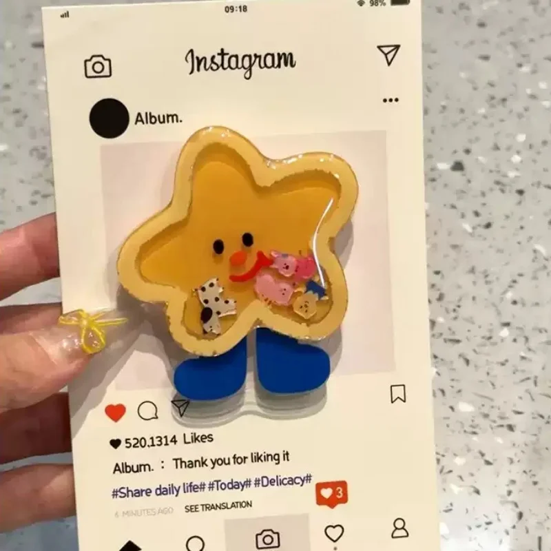 

Корейский забавный мультяшный зыбучий песок Star GripTok Grip tok Кронштейн для iPhone 15 16, универсальный держатель для телефона, подставка для телефона