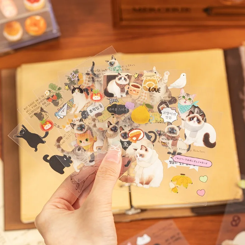 20sheets Kawaii Corner Cat Series Cartoon Die cut Stickers Book DIY Diary Phone Case Scrapbook Material Cute Stationery Stickers