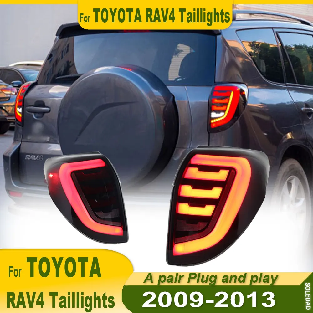 Taillights For Toyota RAV4 2009 2010 2011 2012 2013 Rav4 Tail Light Rear Brake Side Lamp LED Assembly DRL Sequential Signal 2pc