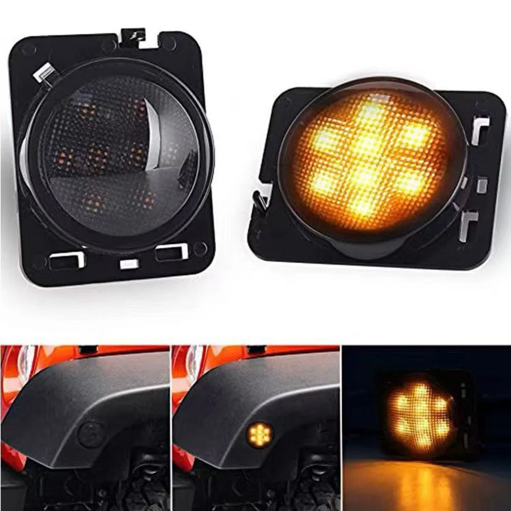 SXMA J025 Fender Led Signal Lights Eyebrow Flares Light Side Marker Lights Parking Lamp 1Pair for Jeep for Wrangler JK 07-17