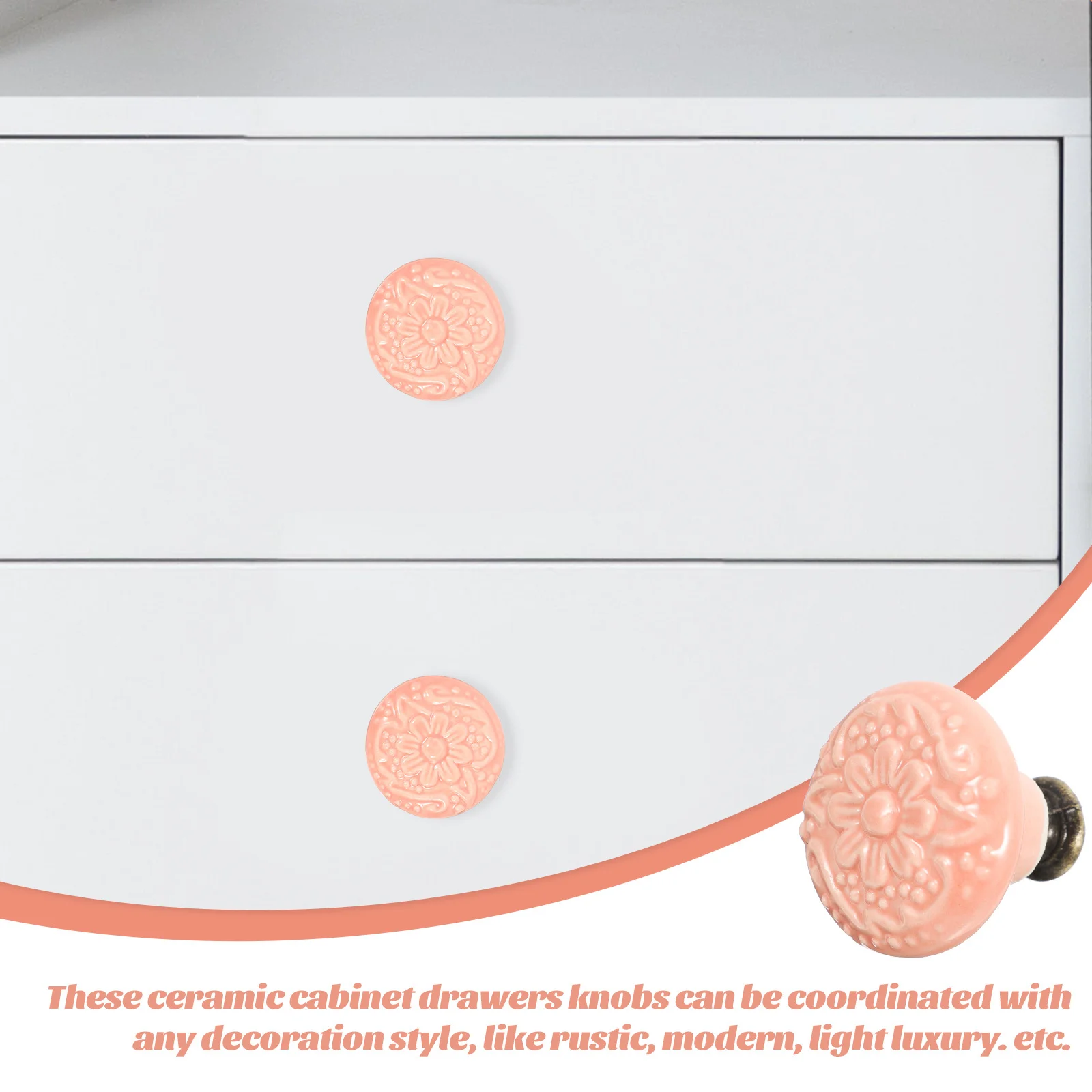 

6 Pcs Pink Cabinet Knobs Ceramic Dresser and Pulls Drawer for Drawers Decorative Handles