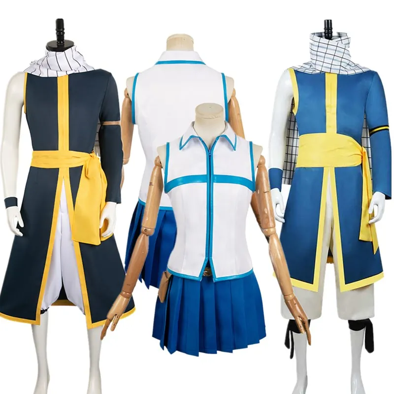 Disfraz de Anime de hada para adultos, traje de Cosplay, Kimono, bufanda, camisa, falda, traje de fiesta de carnaval, Halloween, Natsu