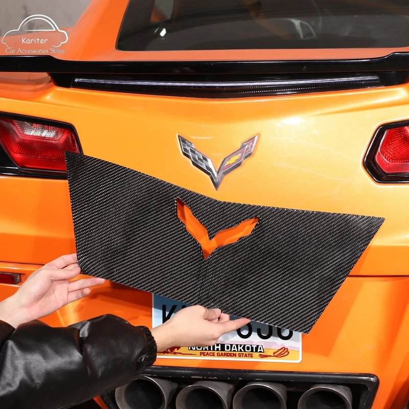 

For Chevrolet Corvette C7 2014-2019 Soft Carbon Fiber Car Tailgate Logo Frame Decoration Sticker Modification Accessories