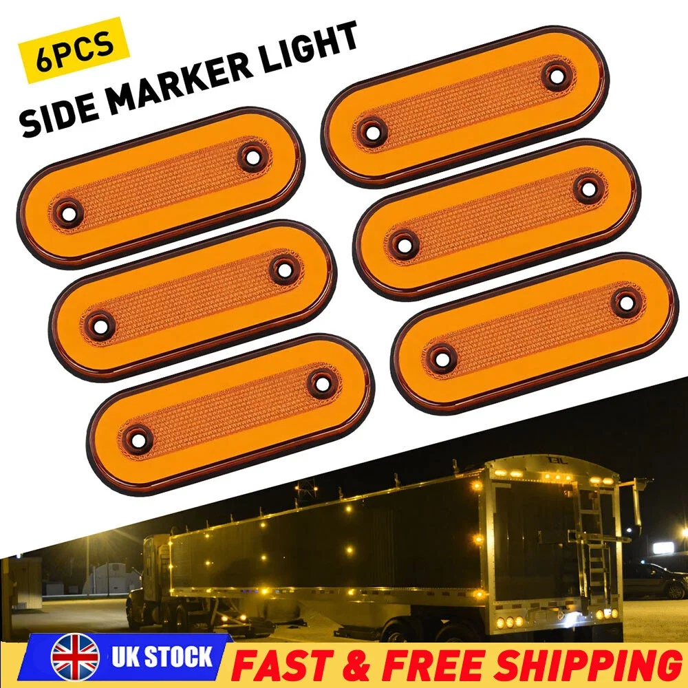

6pcs Led Lights Side Marker Orange Amber 12/24v For Trailer Truck Lorry Recovery Caravans Camper Motorhomes Accessories