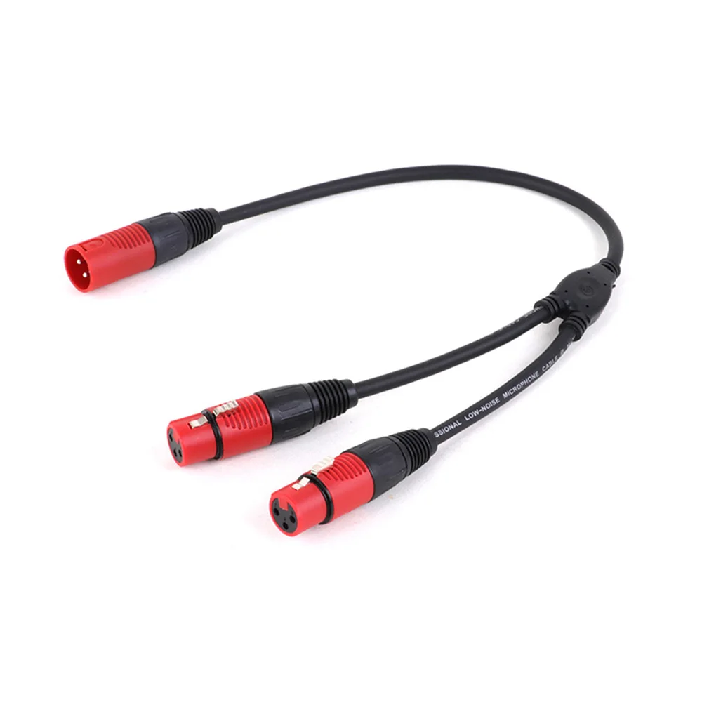 Kabel adaptor Audio, 3Pin XLR Male ke Dual XLR Female Y Splitter untuk mikrofon, kabel transmisi sinyal Audio