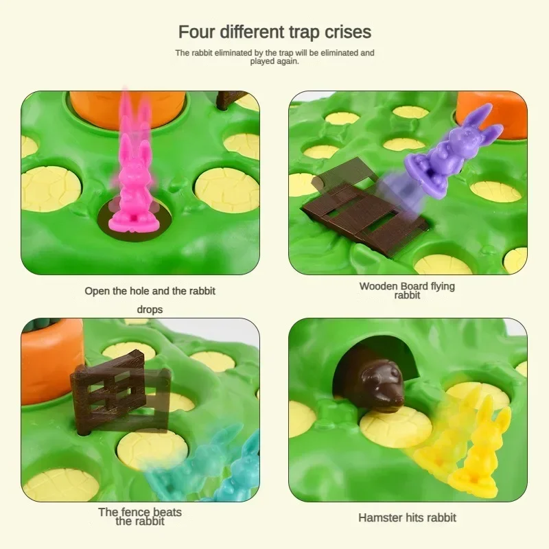 Rabbit Trap Puzzle Toy for Children, Dual Play, Jogo de Tabuleiro Multiplayer, Competição, Pai, Criança, Interativo, Estratégia, Novo, 9pcs