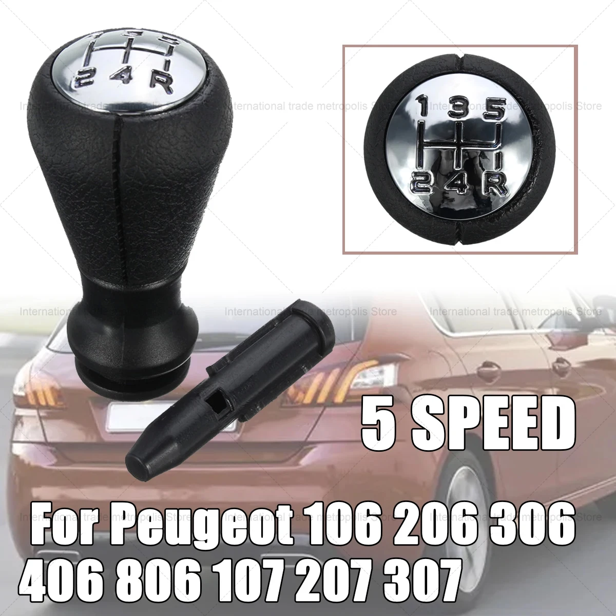 5 Speed Car Manual Gear Shift Knob Sleeve Adapter Lever For Peugeot 106 206 306 406 806 107 207 307 Car Accessories