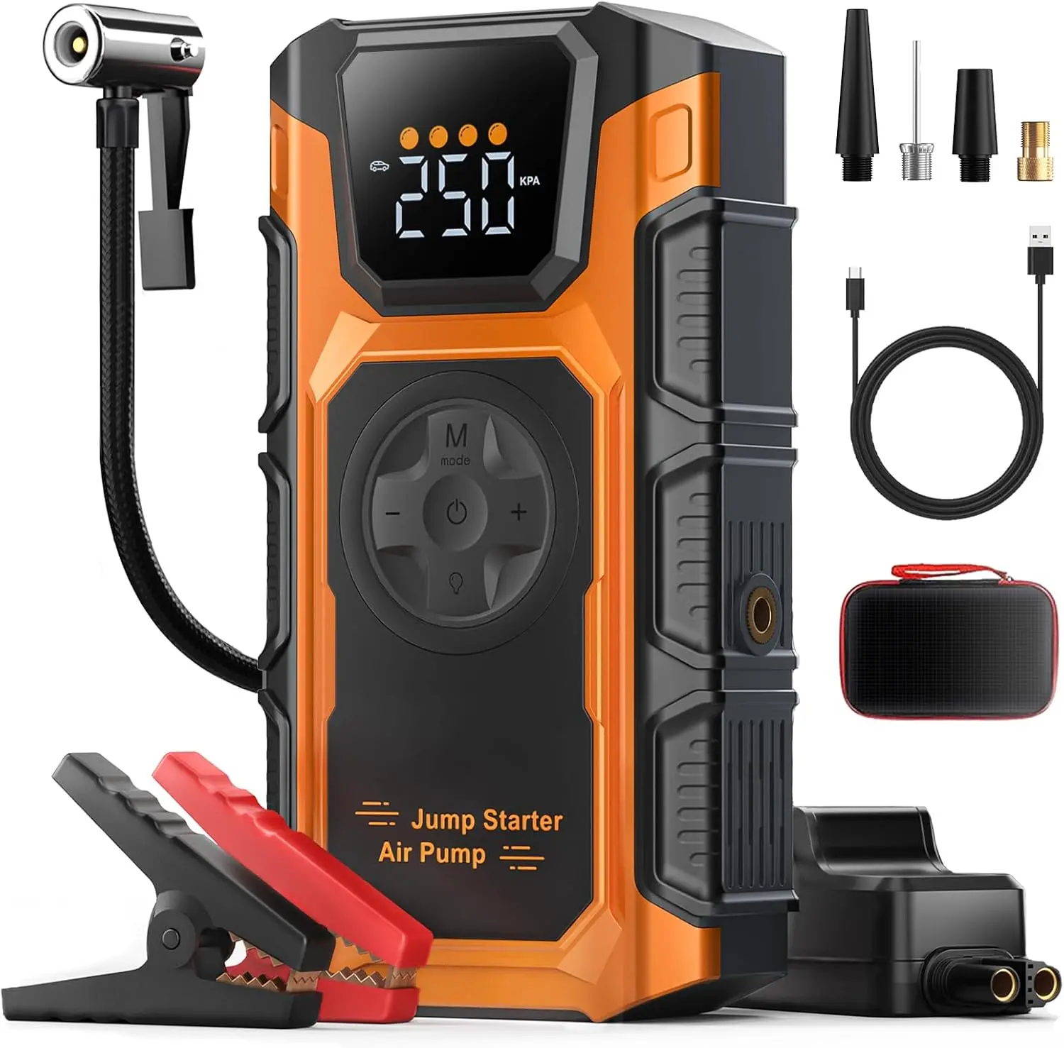 

5500A Car Jump Starter with Air Compressor, Portable Booster for 12V Vehicles Up to 9.0L Gas & 7.5L Diesel Engines