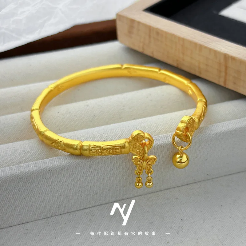 

Женский браслет-бабочка из 24-каратного золота, AU999 | Антенна с цирконом, гламурное заявление роскошной минтажности.