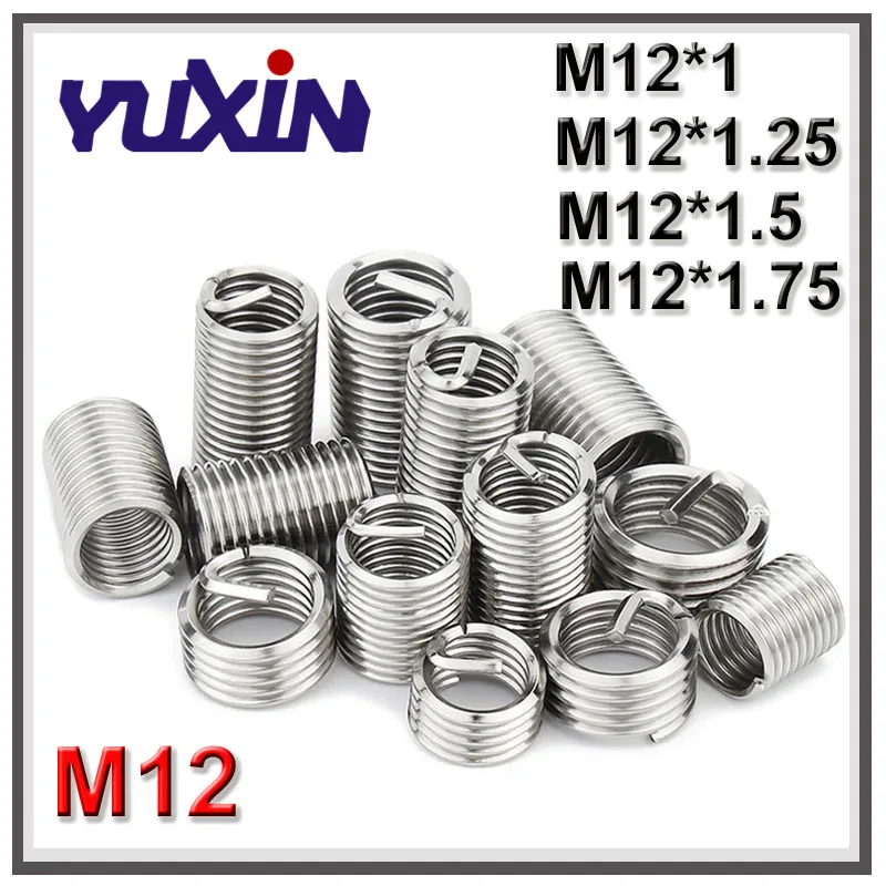 50pc M12*1/1.25/1.5 Wire Thread Insert A2Stainless Steel Wire Screw Sleeve M12 Screw Bushing Helicoil Wire Thread Repair Inserts