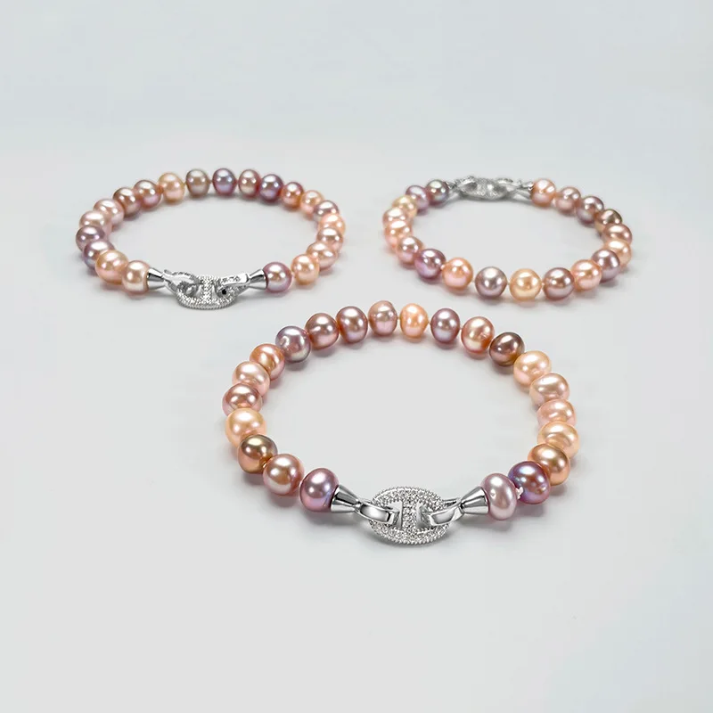 Freshwater Seedless Candy 8-9Mm Pearl Full Bead Bracelet