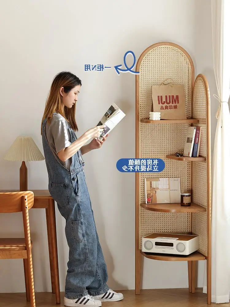 Japanese Rattan Corner Cabinet Corner Cabinet Shelf Modern Simple Triangle Cabinet