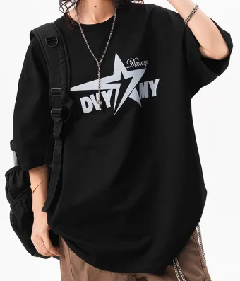 

Модная футболка унисекс из 100% хлопка 2025 года со звездным узором и повседневная футболка с короткими рукавами и принтом Dvymy Dream Letter