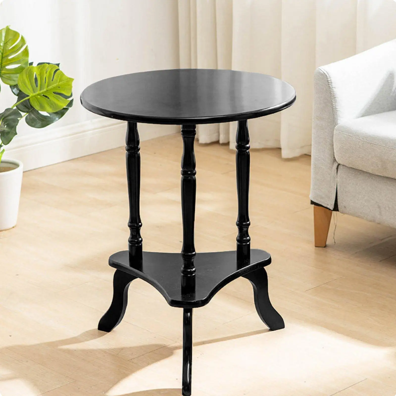 Small Round Corner Table Solid Wood Round End Table Long-Lasting Construction