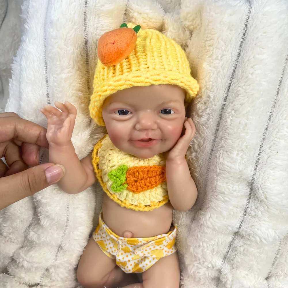 Mini muñeca Reborn de silicona de 13 pulgadas, cuerpo de Charlie para niño o niña, muñeca lavable de silicona sólida, juguete, regalo de cumpleaños y Navidad