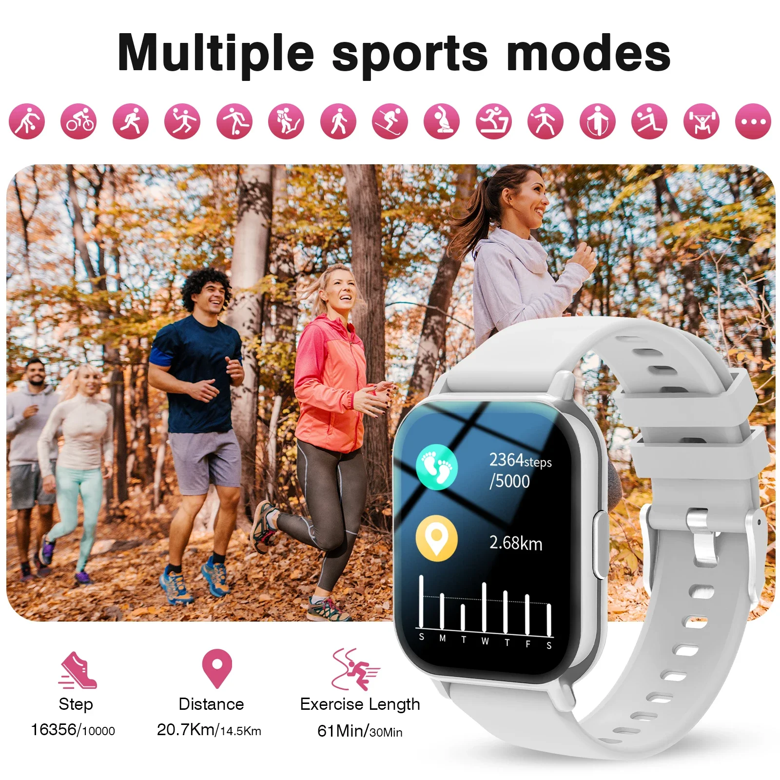 Smartwatch Calling جديد شعبي شحن لاسلكي للرجال BT Call Women Sport Step وتتبع السعرات الحرارية ساعة ذكية لنظام IOS Android