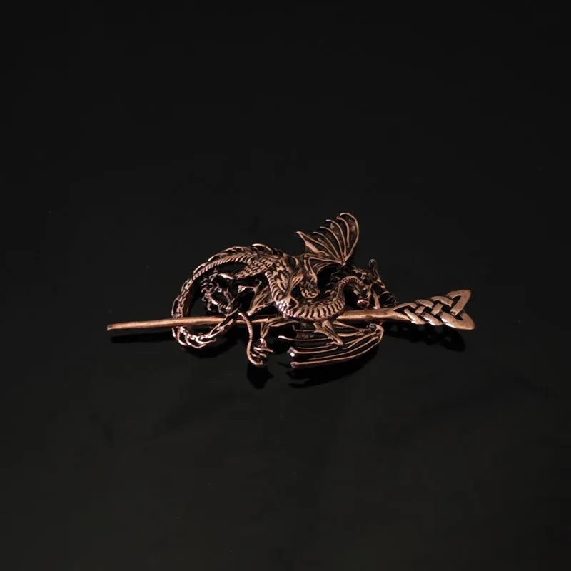 1PC Punk-style Vintage Viking Flying Dragon Alloy Hairpin Music Festival Party Role-playing Fashionable Personalized Headwear image 3
