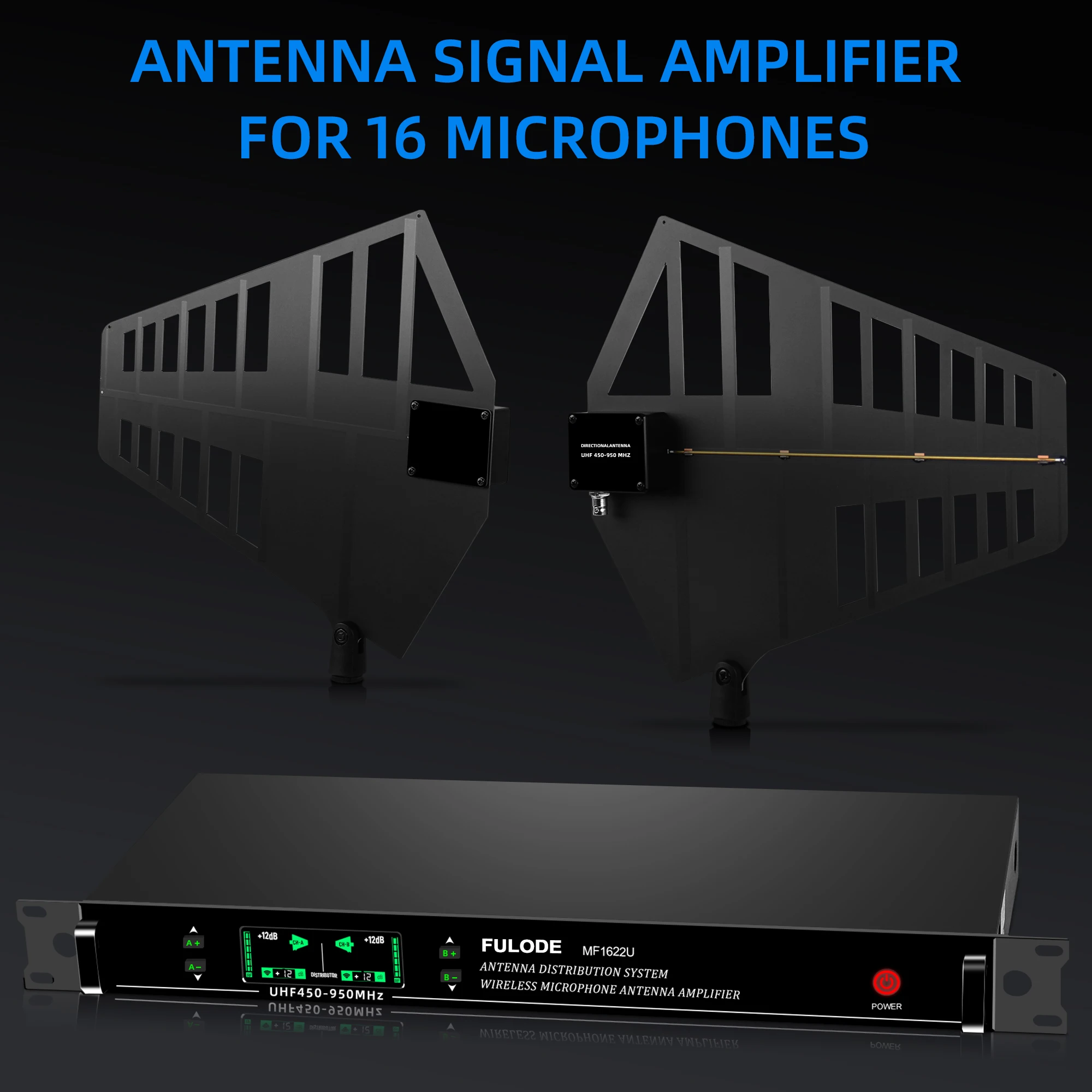 FULUODE RF Signal Distributor Antenna Distribution System Wireless Microphone Signal Booster Amplifier