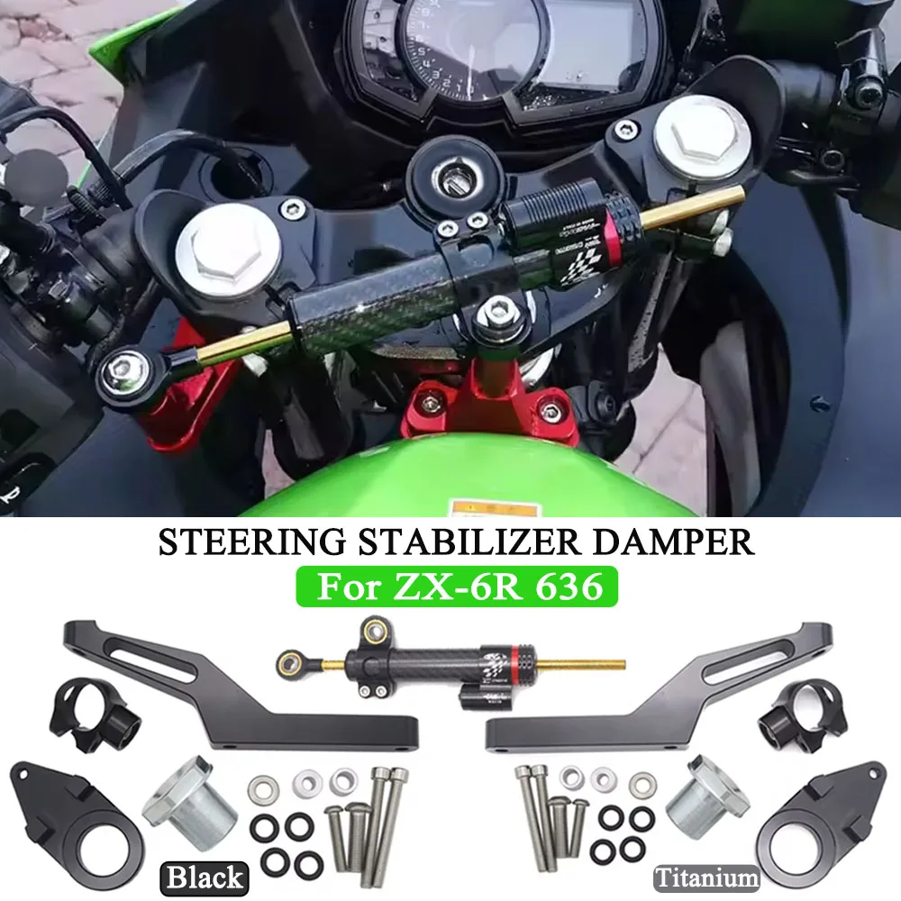 

ZX-6R 2024 Motorcycle Steering Damper Stabilizer & Bracket Mount Kit For Kawasaki Ninja ZX-6R ZX6R 2009-2025 ZX 6R 636cc 2023