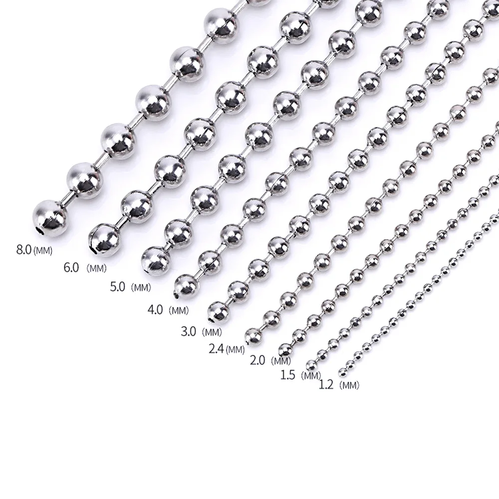 Bigcats304 Stainless Steel Bead Chain Necklace Ball Chain for DIY Jewelry Making | 1.5-3mm Thickness & 18-24cm Length