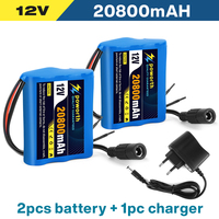 12V 20800mAh 100% New 3S1P Protection Plate12V 20.8Ah Battery Pack 18650 Lithium ion DC 12.6V Super Rechargeable Battery+Charger