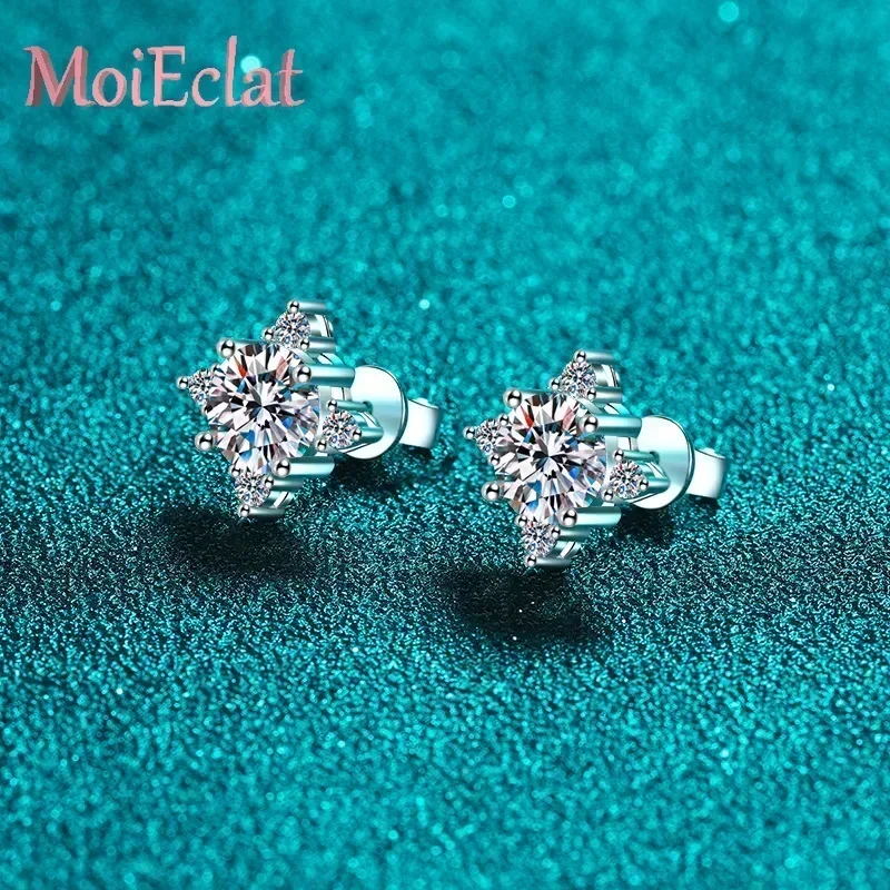 Luxury Lucky Clover Stud Earrings for Women with 1ct/2ct Moissanite, Platinum Pt950 Fine Jewelry Elegant Design Ear Studs Gifts