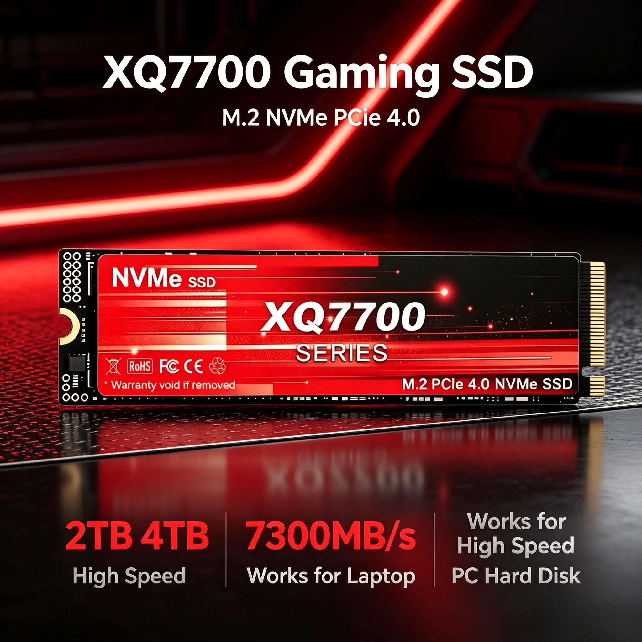 XQ7700 2TB 4TB SSD M.2 NVMe Internal Solid State Drive High Speed 7300MB/s PCIe 4.0 Gaming Drive Works for  Laptop PC Hard Disk