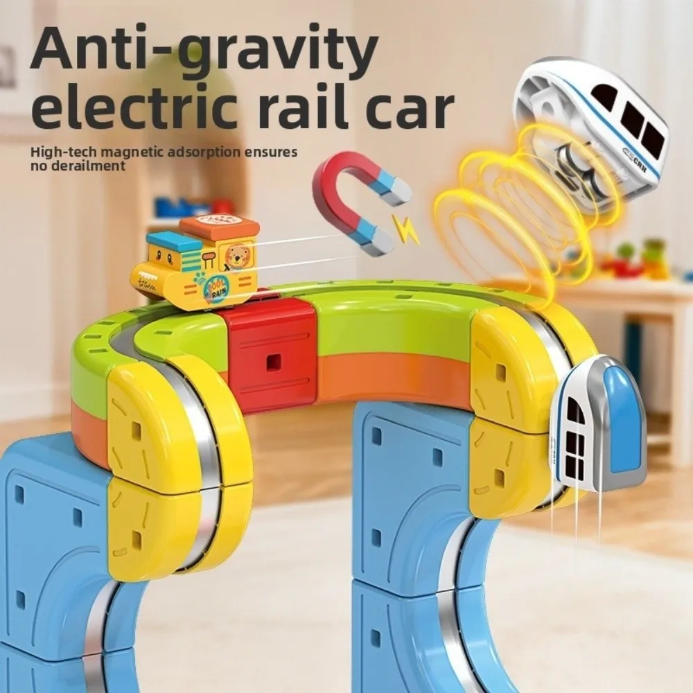 

3D Track Fusio Magnetic Car with Train and Traffic Signs DIY Cube Track Trackle Set Magnetic Track Building Blocks Track Fusio