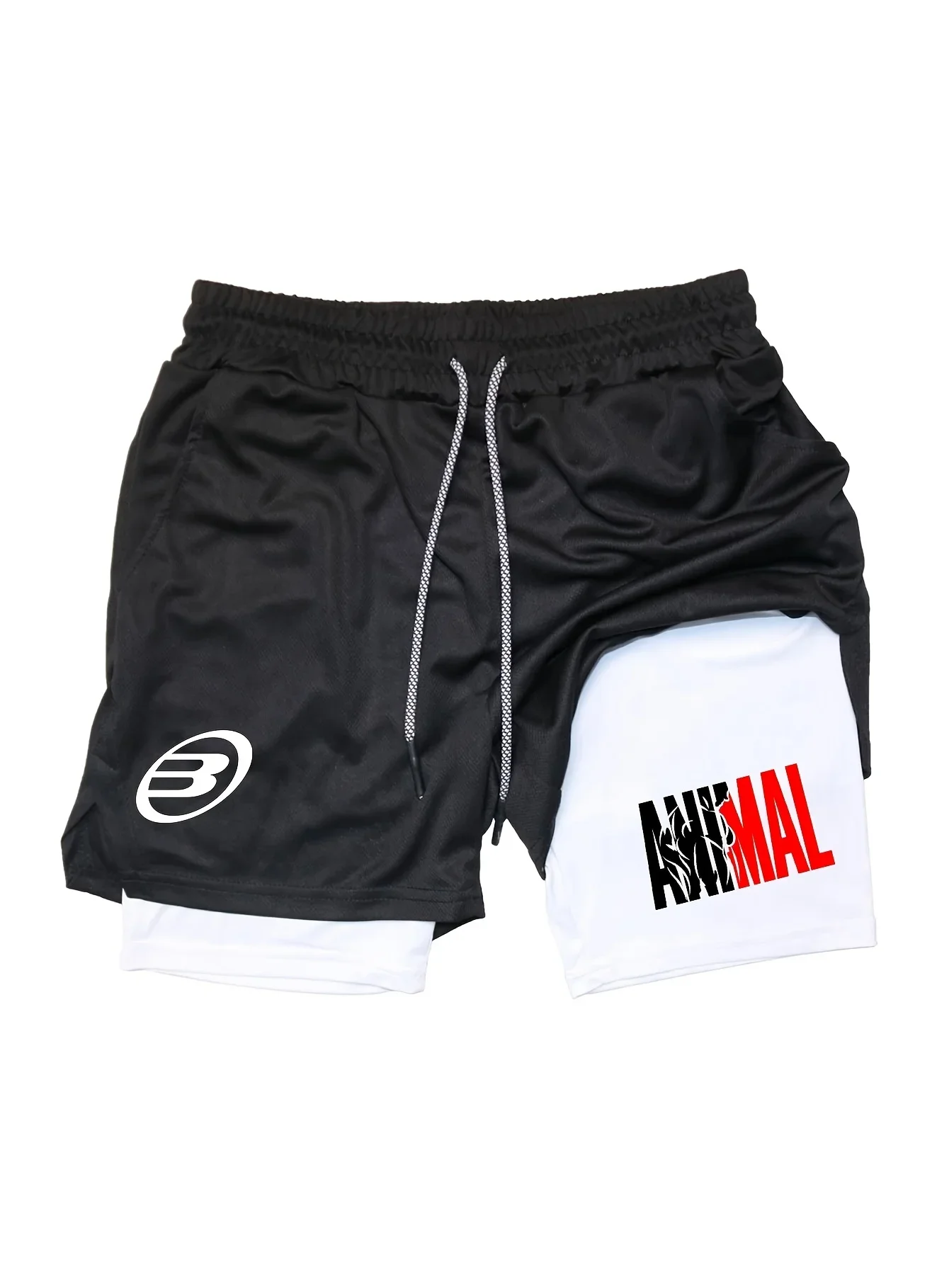 

2025 Summer Men'S Sports Shorts Popular Print Running Shorts Gym Training Pants Mesh Casual Mesh 2 In 1 Sport Short Pants