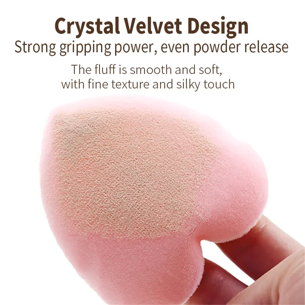 2pcs Triangle Heart Shape Velvet Powder Puff For Face Makeup Sponge Cosmetics Washable Lightweight Makeup Puff Tools