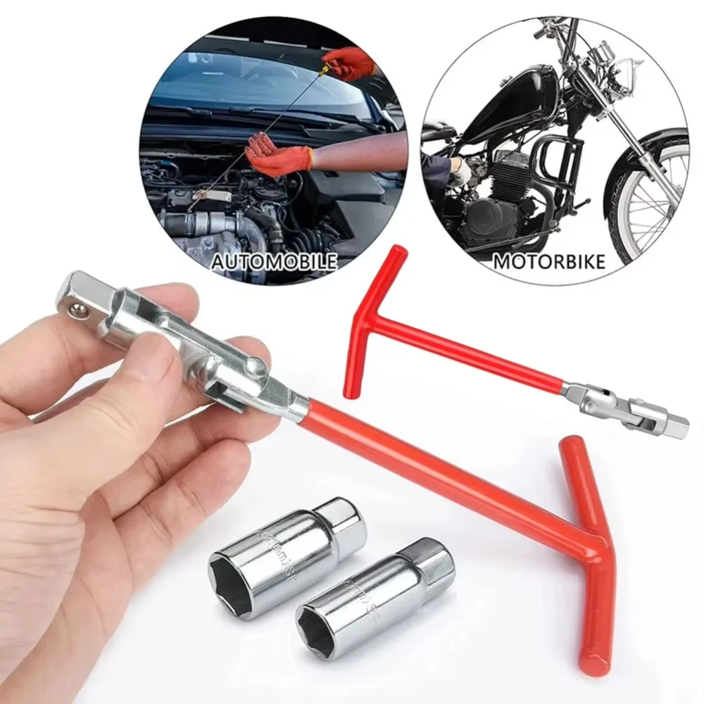 

16mm (5/8") & 21mm (13/16") Spark Plug Socket Wrench T-handle Universal Spark Plug Remover with Multiple Plugs Small