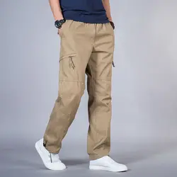 Men's Cotton Casual Pants Casual Elastic Waist Trousers Fitness Sportswear Spring Autumn Outdoor Work Pants Big Size