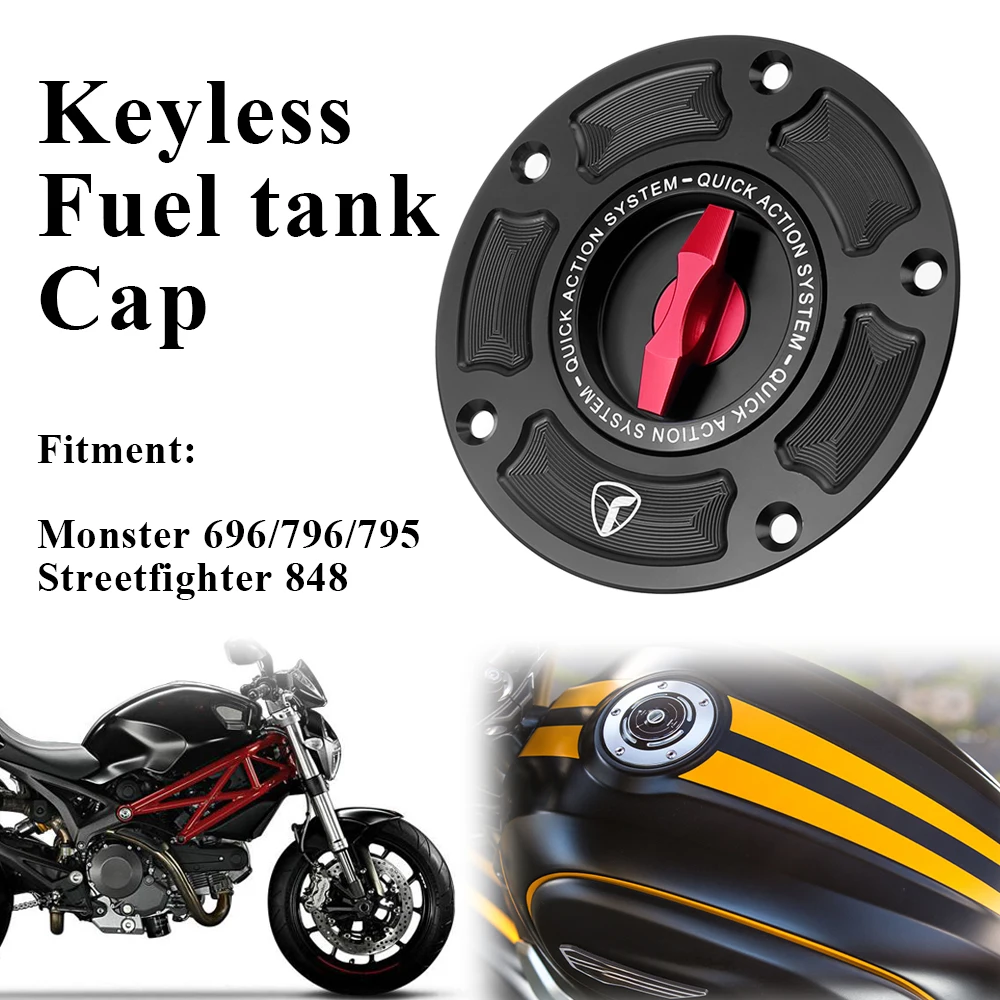 

2012-2015 For Ducati Streetfighter 848 /Monster 696/796 /795 New Keyless Fuel Tank Cap Motorcycle CNC Fuel Tank Cap Cover