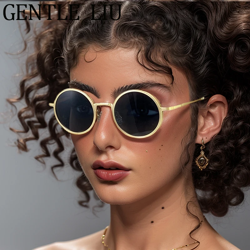 Steampunk Round Sunglasses Women Men 2025 Luxury Brand Design Fashion Driving Eyewear For Ladies Punk Metal Frame Sun Glasses