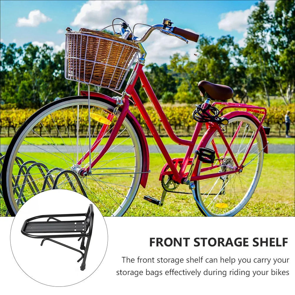 

Bike Front Shelf Strong Durable Carrier Rack Simple Design Practical Use Experience Accessory Bike Front Shelf