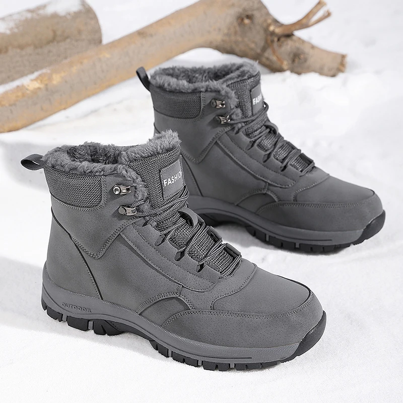 

Winter Plush Warm Men's Shoes Top Quality Casual Snow Boots Waterproof Winter Hiking Boots for Men Anti-slip Trekking Sneakers