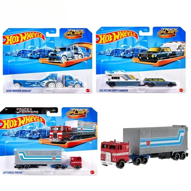Transformers de flotas de pista de coche de ruedas calientes originales, juguetes fundidos a presión para niños, Optimus Prime, Volvo 1/64, Rodger, Dodger, Speed Hauler, 240
