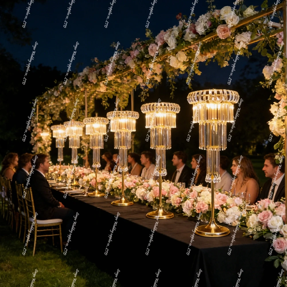 5/10pcs 80-120cm acrylic Beads Battery Wireless  sliver/Gold Chandelier Crystal Centerpieces for Wedding  Light Stand