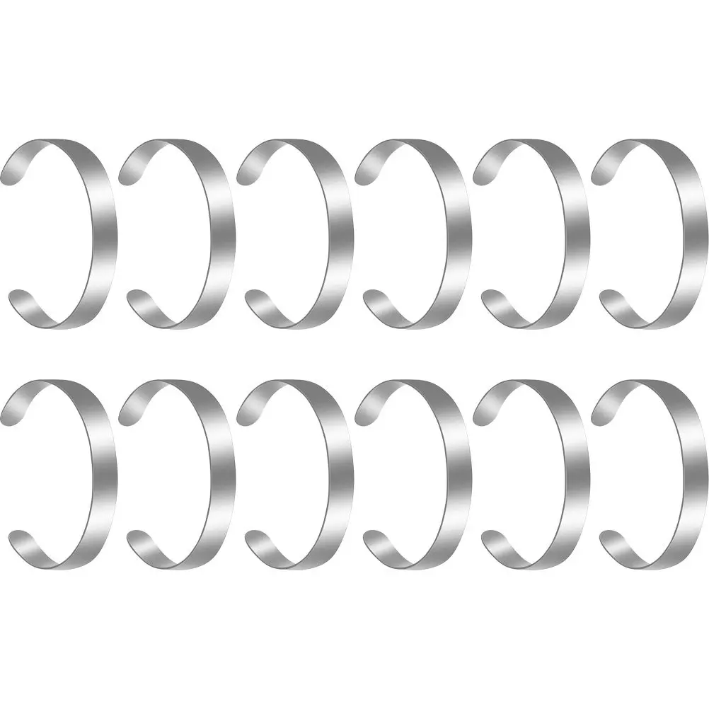 

12 шт. заготовок для браслетов из нержавеющей стали с защитой от ржавчины, полированные, гладкие, для самостоятельного изготовления ювелирных изделий, для штамповки и тиснения