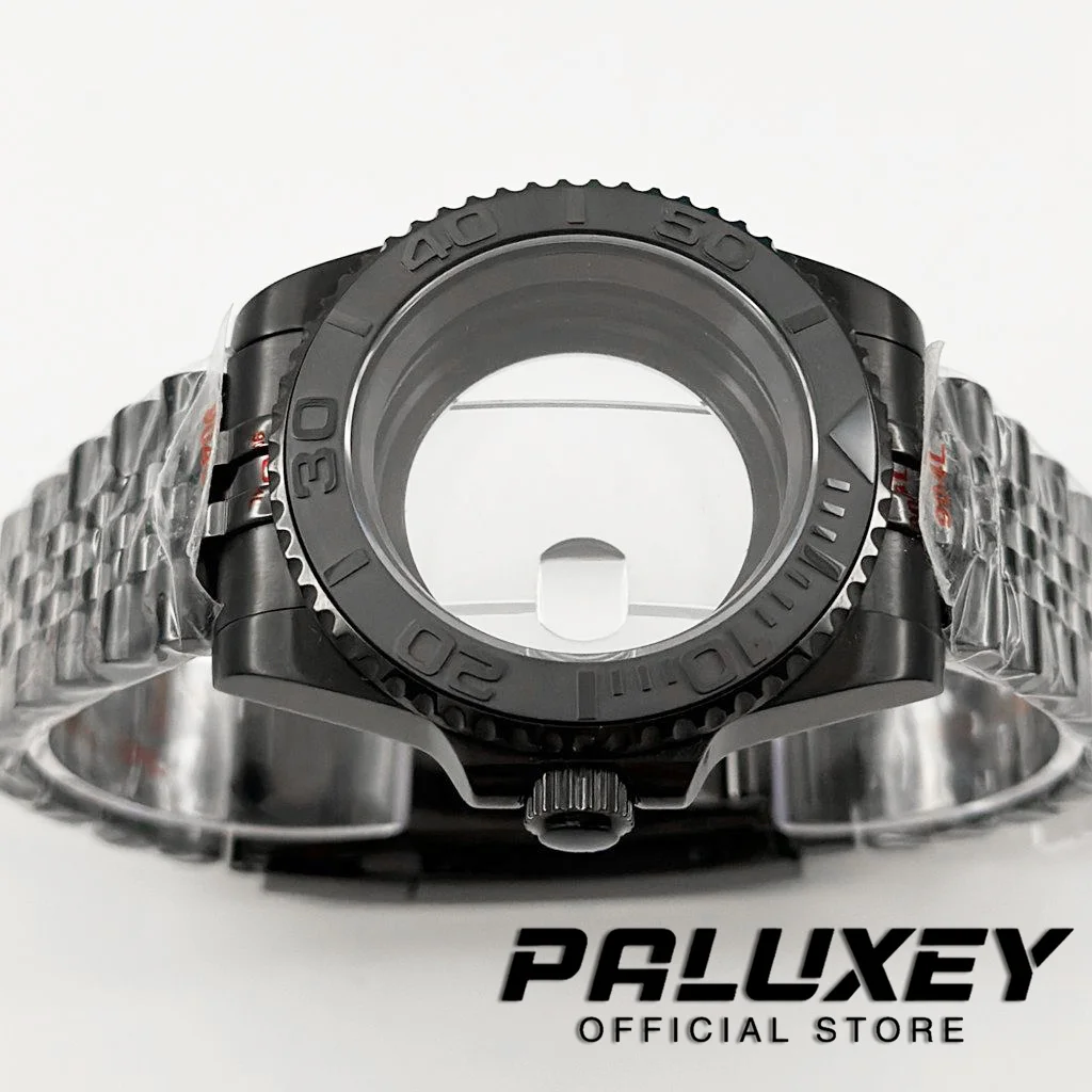 무브먼트 사파이어 글래스 시계 케이스 글라이드 잠금 걸쇠, NH35, PVD 블랙, 40mm 다이버 방수 핏, NH34, NH35, NH36, NH70, NH72, ETA2824