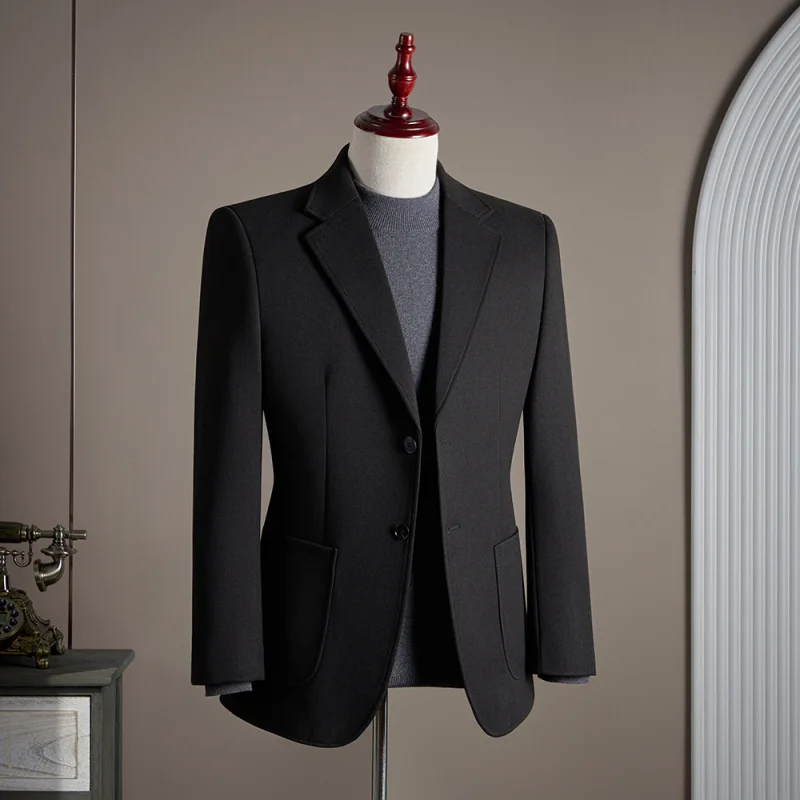 

Busin Casual Men's Suiting Woolen Jaet ort Sle Star Pattern Slim Fit Tuxedo Collar Coat Winter Faion Outerwear