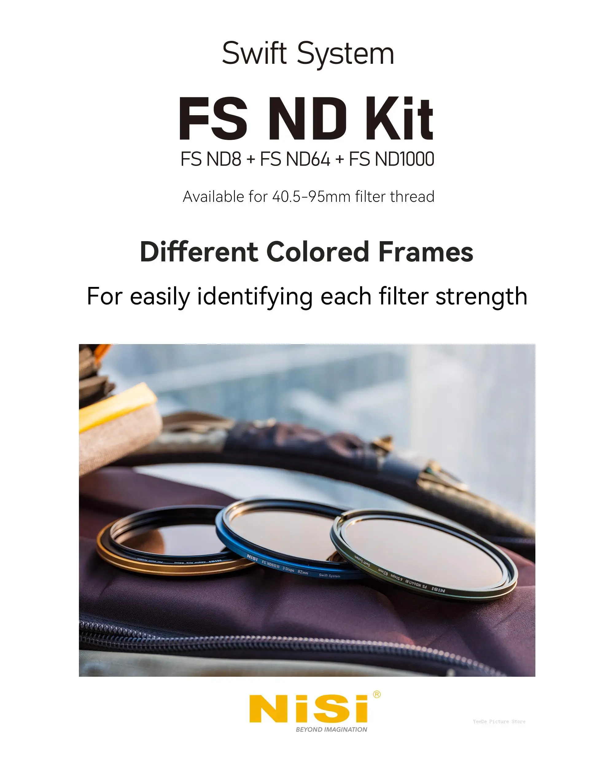 NiSi Swift System FS ND Kit FS ND8 ND64 ND1000 Camera Filter Compatible with Swift System Available for 40.5-95mm Filter Thread