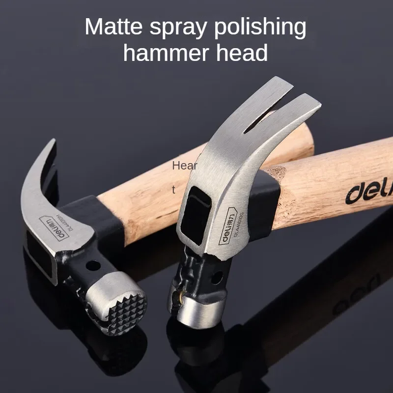 Deli mini wooden handle claw hammer, woodworking , small iron hammer, multi-purpose, nail hammer, 10oz pitted surface tools